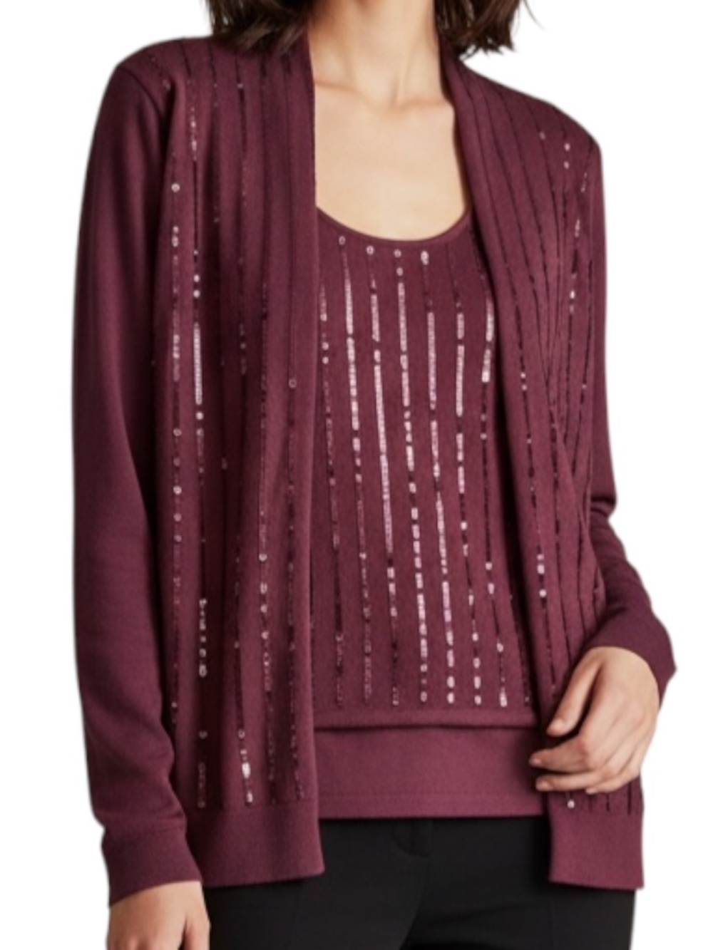 ♥️ Michael Kors Burgundy Sequin Cardigan and Tank L  & XL